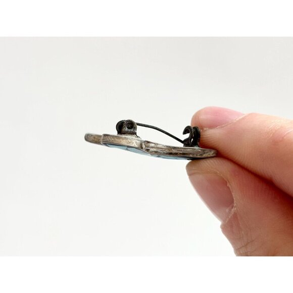 Mosaic Turquoise Lizard Mexican Made TR-19 Vintage Sterling Silver Brooch Pin - Picture 9 of 10